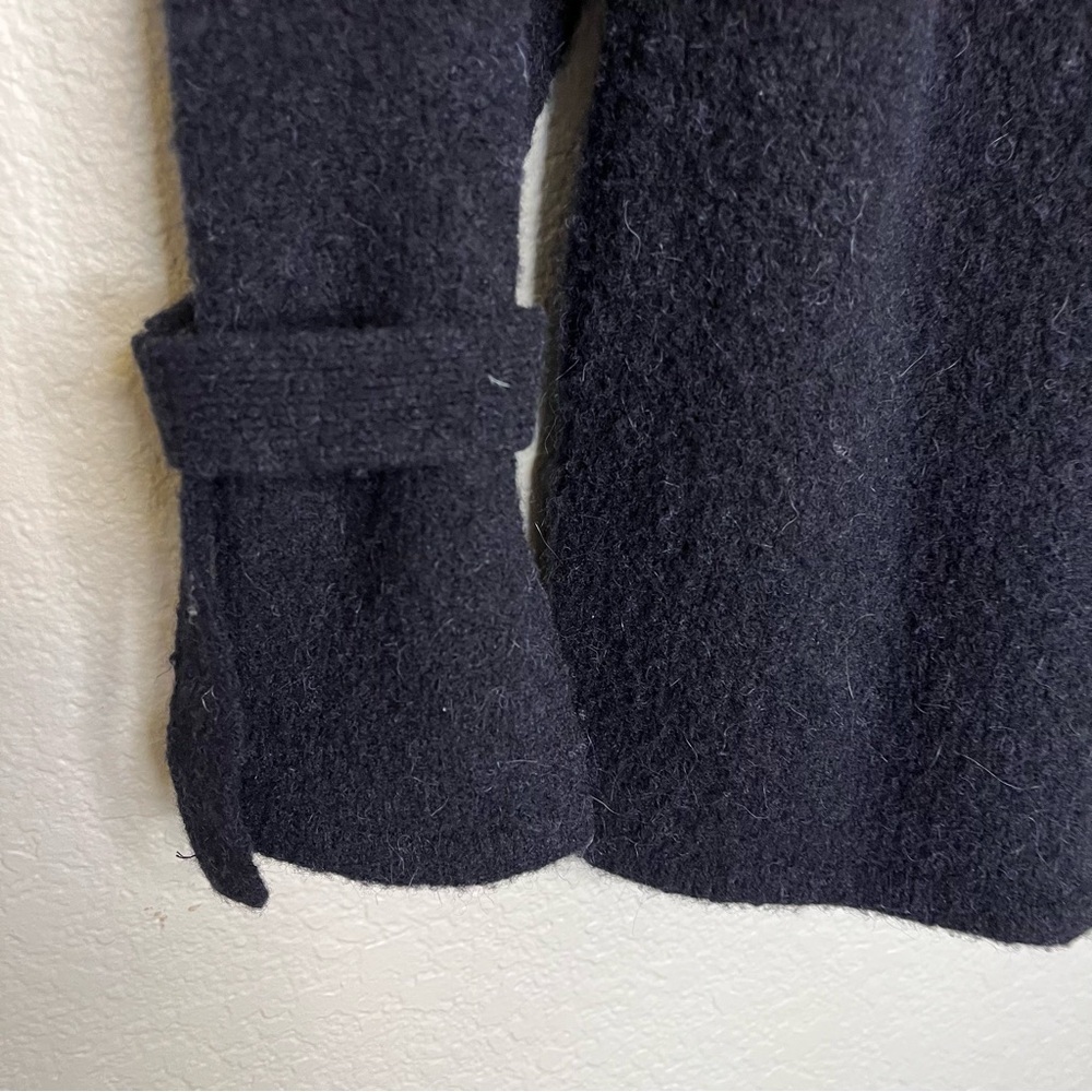 J. McLaughlin Black Merino Wool Baby Alpaca Blend Sweater Tie Sleeves Size Large - Picture 8 of 10
